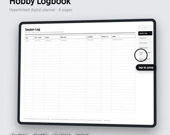 Hobby-Logbuch (digitaler Planer) | Sessions, Ausrüstung & persönliche Bestleistungen – GoodNotes | 4 Farben | 6 Seiten | Sofort-Download