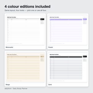 Daily Study Digital Planner | Time Block & Distraction Log - GoodNotes | 4 Colors | 4 Pages | Instant Download image 4