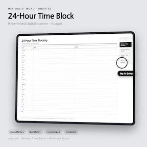 24 Hour Digital Planner | Hyperlinked - GoodNotes & Notability | 4 Colors | 4 Pages | Instant Download imagen 1