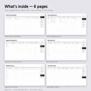 Home Management Digital Planner | Bills, Cleaning & Maintenance - GoodNotes | 4 Colors | 6 Pages | Instant Download imagen 2