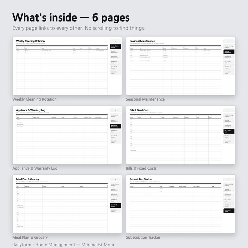 Home Management Digital Planner | Bills, Cleaning & Maintenance - GoodNotes | 4 Colors | 6 Pages | Instant Download imagen 2