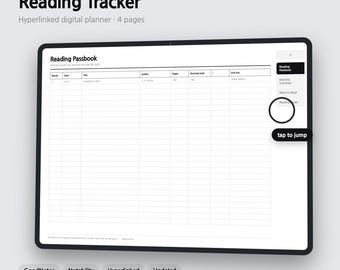 Reading Tracker Digital Planner | Passbook, Monthly & Goals - GoodNotes | 4 Colors | 4 Pages | Instant Download