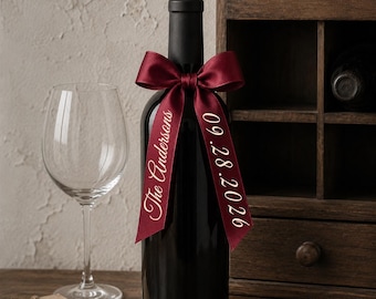 Personalisierte Weinflaschenbänder für Hochzeiten, Bänder mit individuellem Namen und Datum für Champagnerflaschen, Brautsträuße, Geschenkboxen und Einladungen