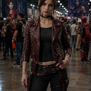 Claire Redfield Code Veronica Leather Jacket –Resident Evil Cosplay Biker Jacket.