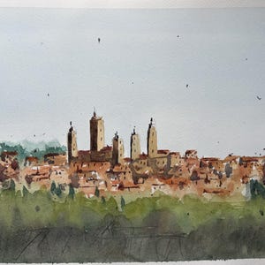 San Gimignano Original Watercolor - Etsy