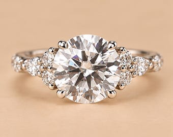 Ronde geslepen ring • Elegant sieraad met ronde slijping • Moissanite statement ring • Ronde verlovingsring • Moissanite trouwring • Cadeau voor haar