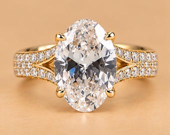 Ovaal geslepen ring • Elegant sieraad met ovale slijping • Moissanite statement ring • Ovale verlovingsring • Trouwring • Jubileumcadeau voor haar