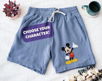Mickey Mouse and Friends Custom Disney Sweat Shorts, Comfort Colors 1468 Shorts, Disney Character Shorts, Cartoon Shorts, Graphic Shorts