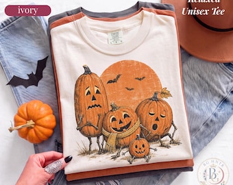 Vintage Halloween Pumpkin Family Shirt | Comfort Colors® Unisex Fall Sweatshirt | Retro Spooky Season | Jack O Lantern Spooky Season Gift