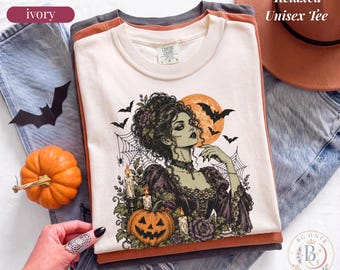 Gothic Bride Halloween Shirt | Comfort Colors® Fall Sweatshirt | Dark Romance Witchy Graphic Tee | Jack O Lantern Spooky Season Gift