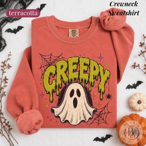 Creepy Ghost Halloween Shirt | Comfort Colors® Unisex Fall Sweatshirt | Retro Slime Spooky Season Tee | Scream Face Witch Spooky Season Gift