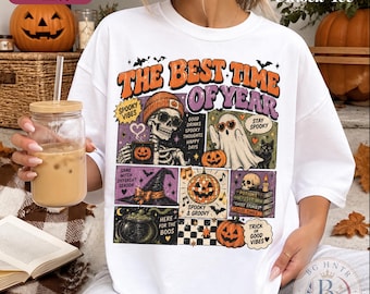 The Best Time Of Year Shirt | Comfort Colors® Fall Sweatshirt | Retro Halloween Comic Collage Tee | Groovy Spooky Season Apparel Gift