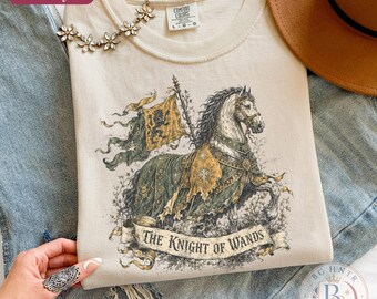 Vintage Knight Of Wands Shirt | Medieval Tarot Card Horse Tee | Comfort Colors® Oversized Top | Mystical Witchy Gothic Horse Lover Gift