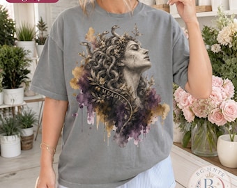 Vintage Medusa Shirt | Greek Mythology Gorgon Statue Tee | Comfort Colors® Distressed Unisex Top | Mythic Snake Hair Epic Lover Gift