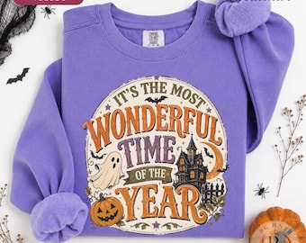 It's The Most Wonderful Time Shirt | Comfort Colors® Fall Sweatshirt | Retro Halloween Ghost Graphic Tee | Spooky Season Crewneck Gift