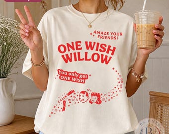Maglietta One Wish Willow / Maglietta grafica retrò da film indie / Maglietta Comfort Colors® Cult Film Merch / Regalo di compleanno con slogan vintage ironico