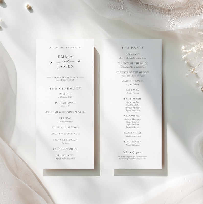 Wedding Program Template Digital Download Instant Access Canva Design Editable Ceremony Guide Order Service Printable Traditional Luxury Stationery Classic Wedding Guest Information Booklet DIY Customizable High Resolution Professional