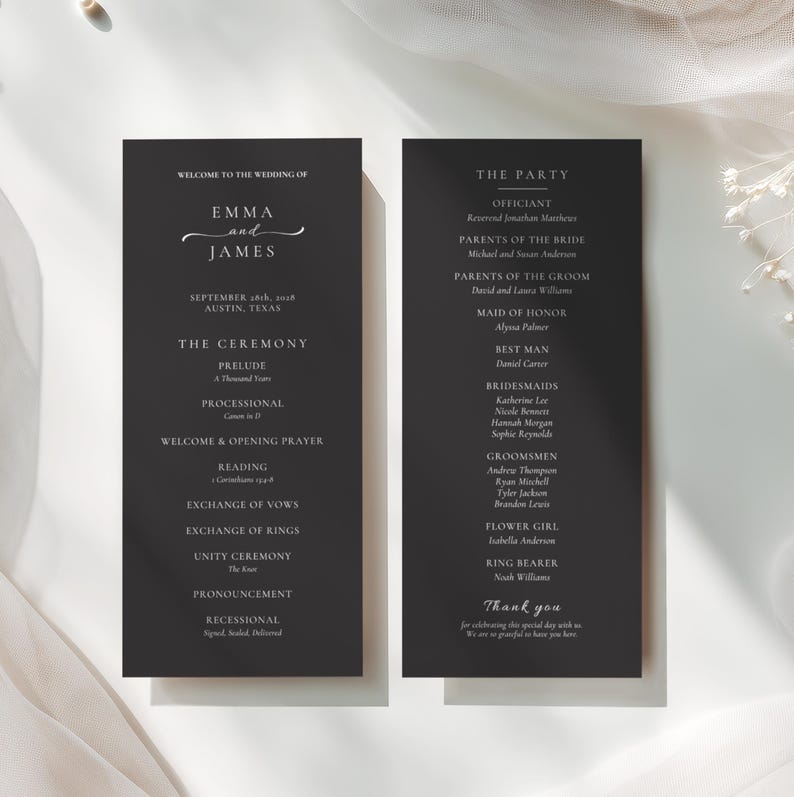 Traditional Wedding Ceremony Program Template Digital Download Canva Design Order Service Guide Printable Booklet Luxury Stationery Collection Instant Access Editable DIY Template Classic Elegant Style Guest Information Professional Quality