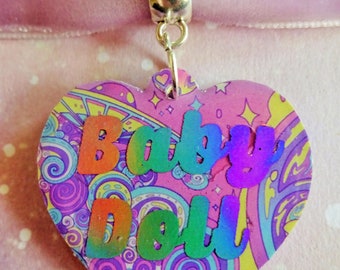 Kawaii Baby Doll Girl Boy Rainbow Purple Velvet Ribbon Choker Day Collar Space Galaxy BDSM DDLG Blue Cute Swirly Holographic Pastel Glitter