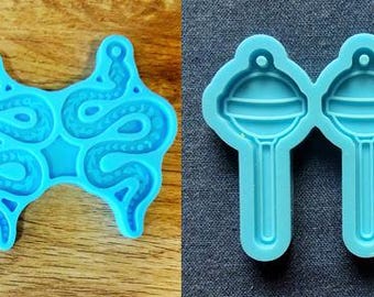 Snake Lollipop Mini Moulds Resin Craft Jewellery Jewelry Set Silicone Shape Fondant Charms Hair Chocolate Cake Cute Gothic Halloween Candy