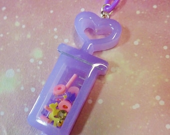 B Grade Pastel Purple Confetti Medical Syringe Choker Necklace Heart Sprinkles Maximalist Jewellery Star Bold Menhera Harajuku Dry Shaker