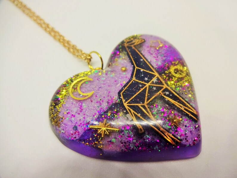 Geometric Galaxy Animal Heart Necklaces