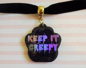 Keep It Creepy Paw Black Velvet Ribbon DDLG BDSM Day Choker Daddy Adult Pet Kitten Puppy Girl Collar Submissive Sub Master Slave Cg/l Baby
