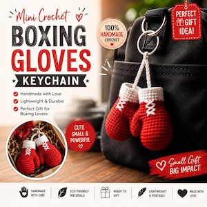Mini Crochet Boxing Gloves Keychain Pattern PDF | Amigurumi Boxing Gloves | DIY Crochet Keychain Tutorial | Handmade Gift Pattern | Instant