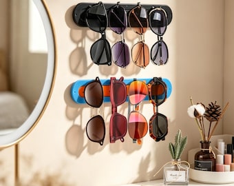 Wave Shape Sunglasses Holder,Wall Mounted Eyewear Organizer,Holds Multiple Pairs
