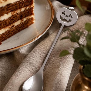 Halloween pompoen lepelset | Roestvrijstalen koffielepels | Herfst theelepel | Leuke herfst keukendecoratie | Halloween cadeau | Dessertlepel