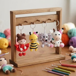 Amigurumi Schlüsselanhänger Gehäkelt 10 cm / 100% Baumwolle Süße Tiere Tasche Anhänger Handgemacht / Geschenke Ostern Geburtstag Auswahl
