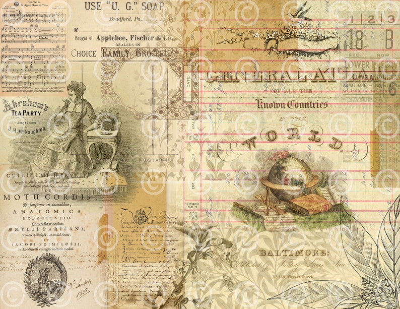 Collage Paperweights Collage Papers DK06 Digital Printable Journaling Kit | Collage Paper - Etsy