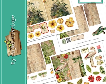 Tropical Tag DK01 Digital Printable Journal Kit | Tags Ephemera