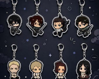 Llavero acrílico estilo anime, llavero de personaje chibi, lindo colgante para bolso de doble cara, regalo coleccionable, 8 estilos, llavero kawaii
