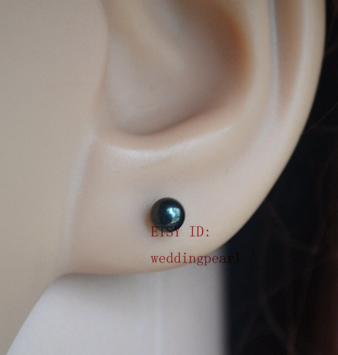 Small black pearl earrings deals