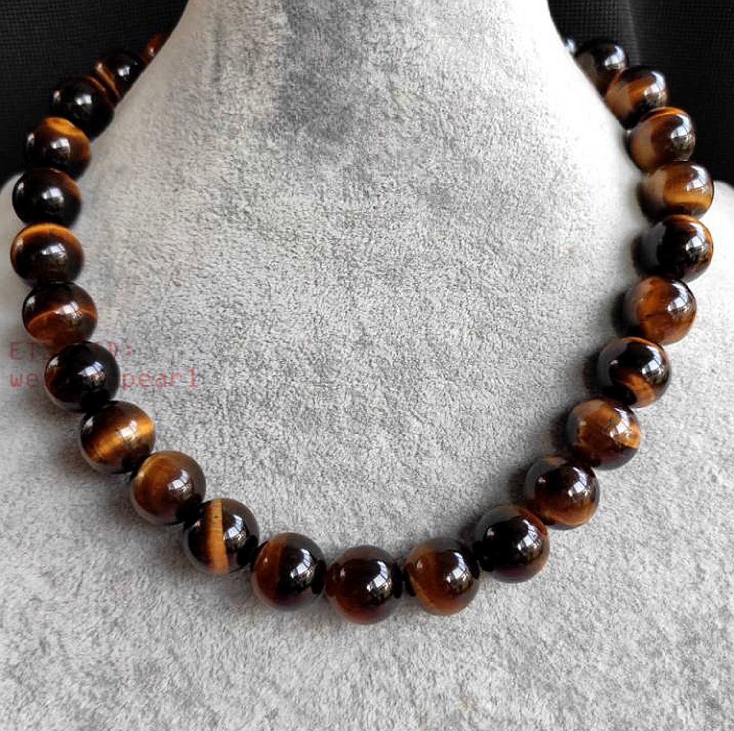 8mm Round natural Multicolor tiger's-eye Necklace for Women Chokers 17'' Jewelry 