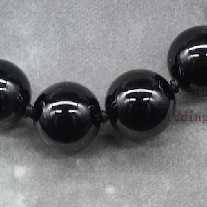 very big black agate bead necklace, 20 mm black bead necklace, women necklace,men necklace, hand knotted each bead, statement necklace image 4