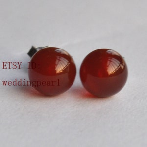 dark red agate earrings, 6mm round agate earrings, stud earrings,birthday lucky stone,red studs, stone earrings studs,sterling silver stud