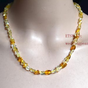5-7mm Irregular Citrine Necklace, 18 inch single strand yellow beaded necklace, woman necklace, yellow necklace, baroque stone necklace