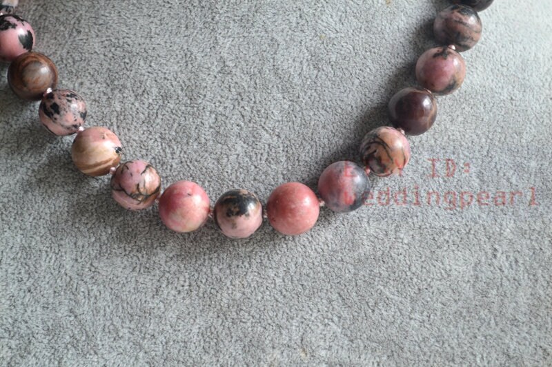 Pink Stone Necklace12mm Bead Necklace 