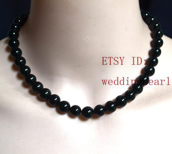 10mmの天然黒瑪瑙ネックレス - Etsy 日本