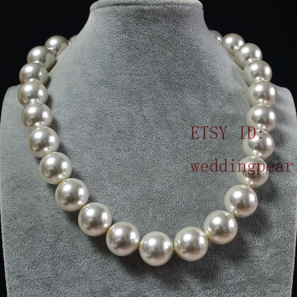 very big pearl necklaces, select length 18mm off white mother of pearl necklaces, fake pearl necklaces, bridesmaids necklace,choker necklace