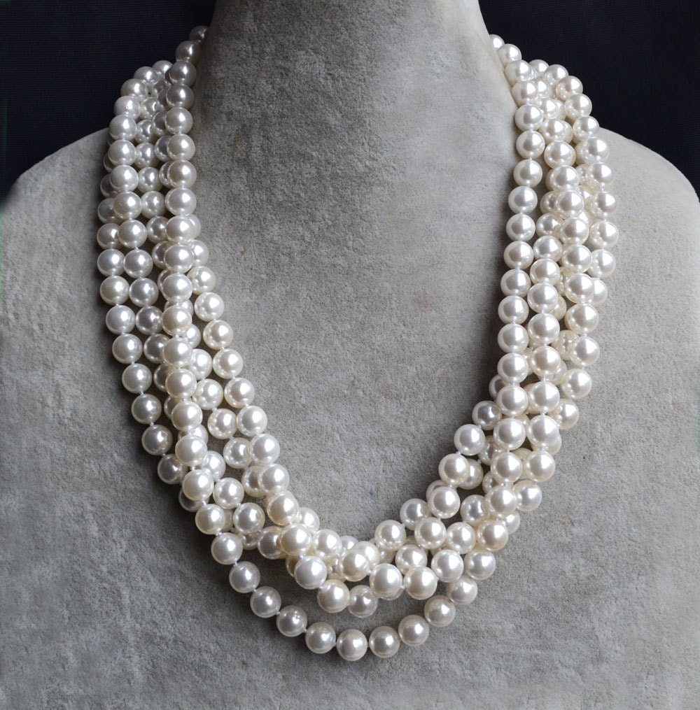 Long Shell Pearl Necklace 100 Inches 8mm off White Pearl - Etsy Canada