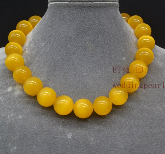 Big Yellow Bead Necklace 18 Mm Yellow 