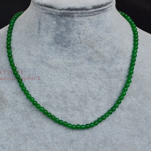 4.5mm small green jade necklace, tiny bead necklace,semi precious stone necklace,sweet stone necklace, little girl,green beaded necklace