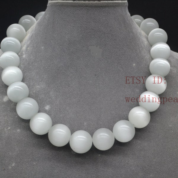 White Bead Necklace Etsy