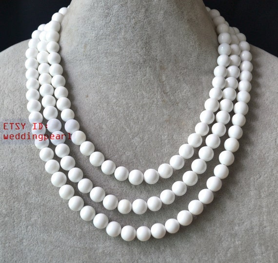 Pure White Necklace statement Necklace White Shell Bead Necklace
