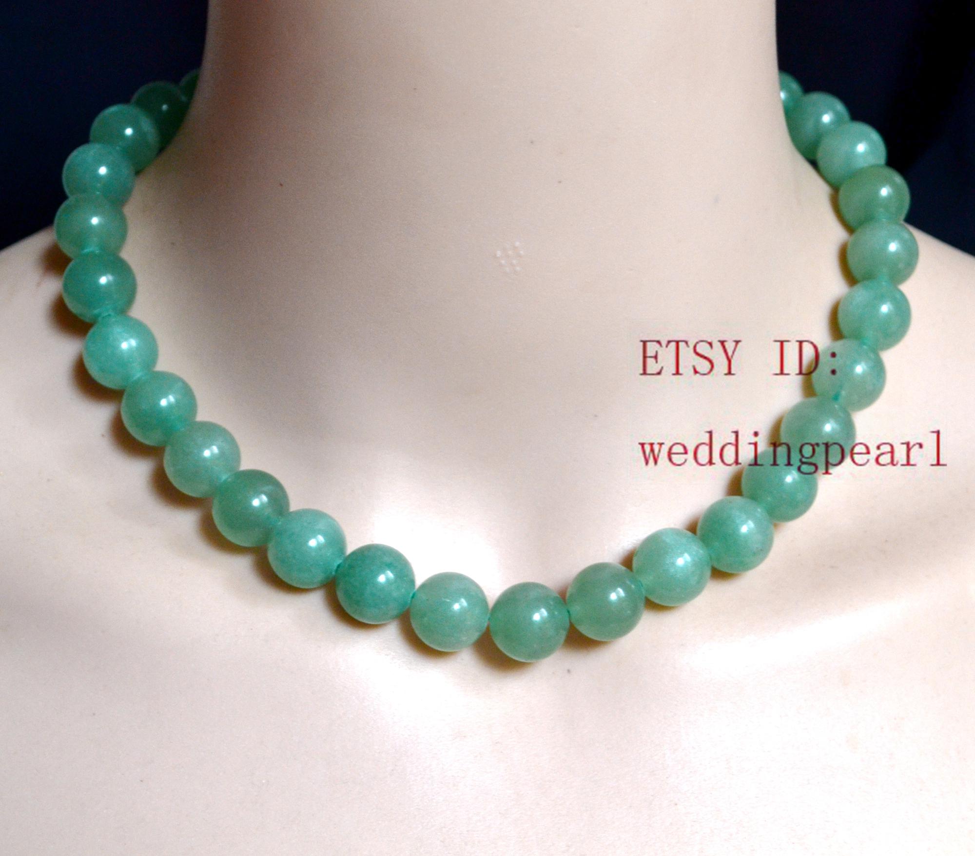 Collana Fatta A Mano In Giada Verde, Perle D'acqua Dolce, Gioielli - Foto 4