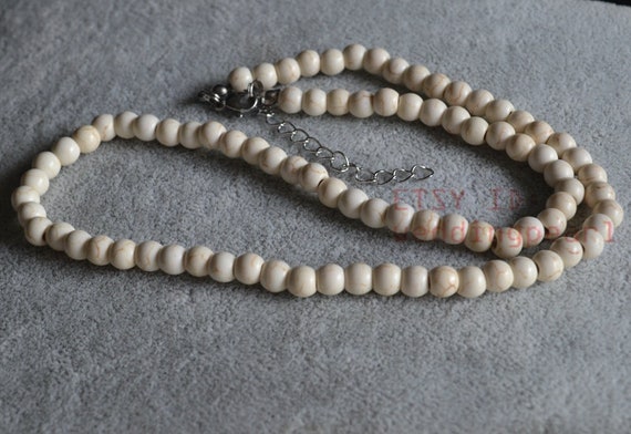 6mm Single Strand Ivory Turquoise Necklace man made Turquoise Bead