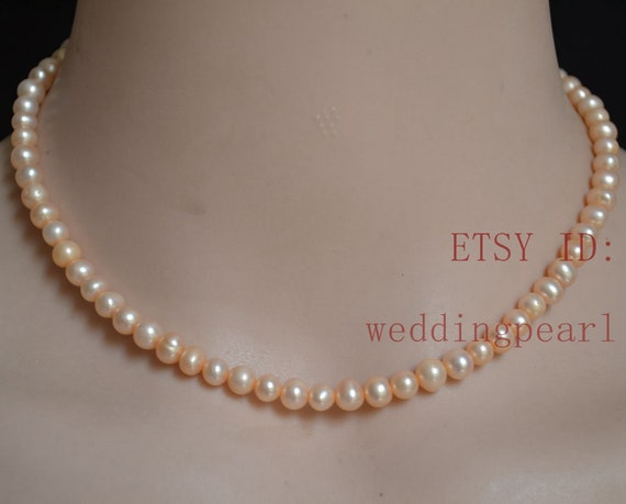 Light Orange Pink Pearl Necklace, 5-5.5mm Freshwater Pearl Necklaces, Real  Pearl Necklace, Delicious Necklace, Women Necklace, Pearl Strands 